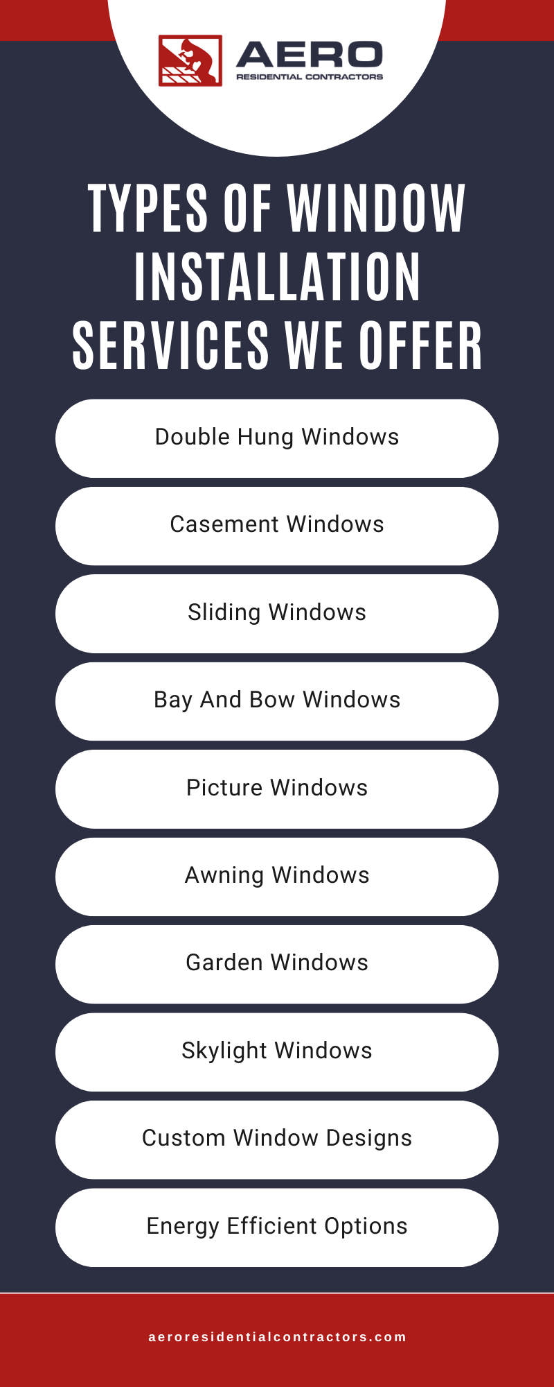 Types Of Window Installation Services We Offer Infographic